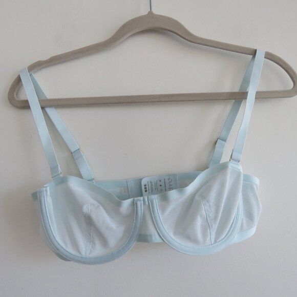 CUUP The Balconette Mesh Underwire Bra in Halo Light Pastel Blue - Size 32B - Picture 2 of 13